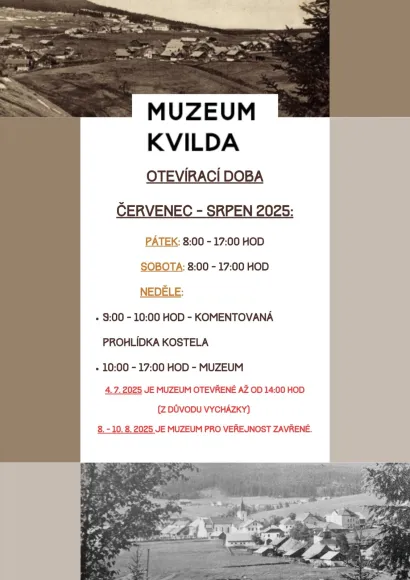 Muzeum Kvilda - Otevírací doba Muzea Kvilda